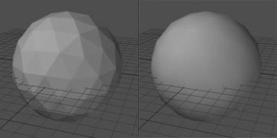 Flat shading compared with smooth Gouraud shading